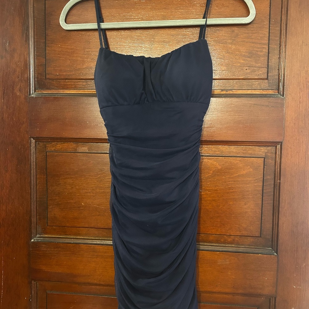 Elegant Navy Ruched Dress